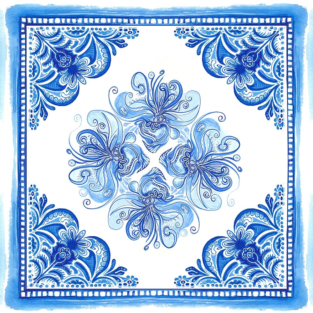 Art Print: Artisan Tile Blue I