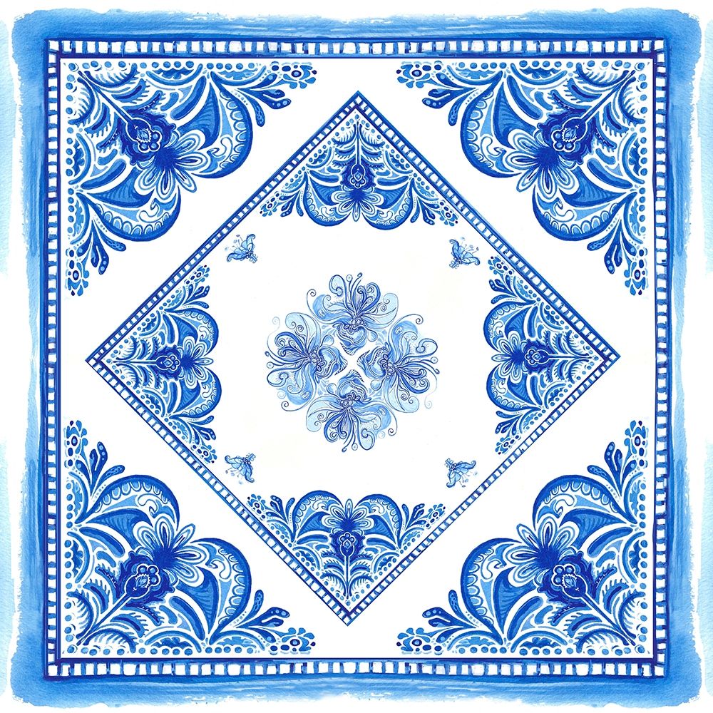 Art Print: Artisan Tile Blue II