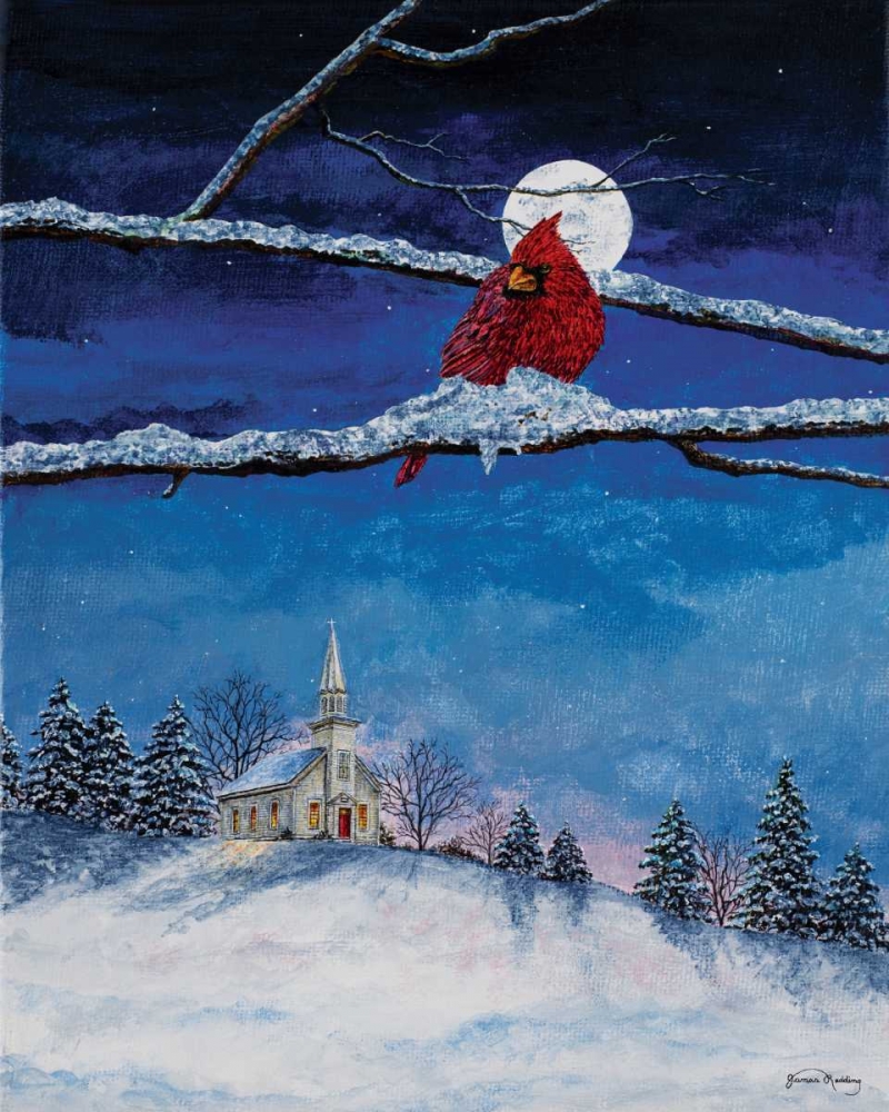 Wall Art Painting id:159999, Name: Little White Church On Hill, Artist: Redding, James