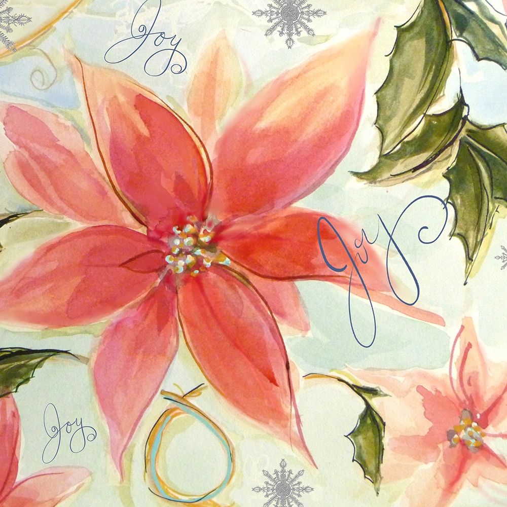 Art Print: Joy Watercolor Poinsettia