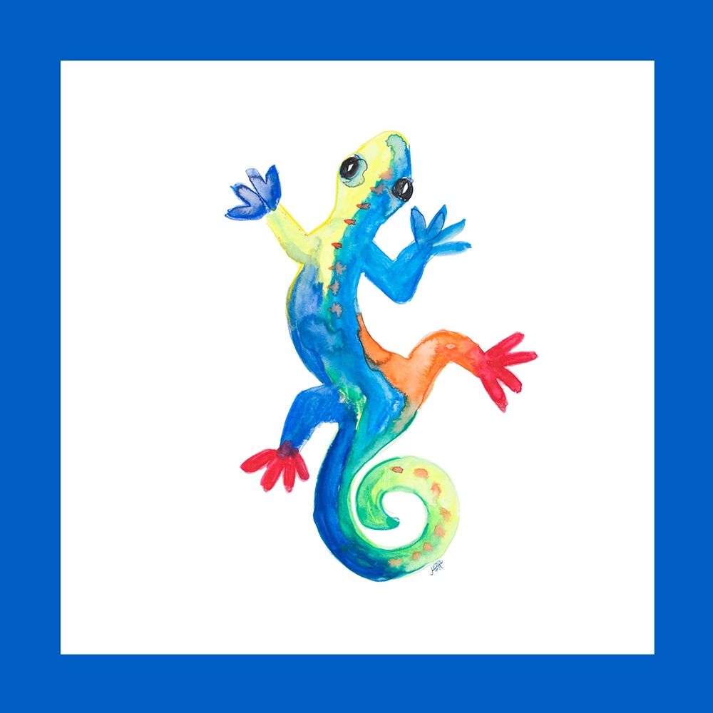 Art Print: Watercolor Gecko Square I