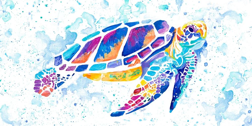 Wall Art Painting id:207026, Name: Vibrant Sea Turtle, Artist: Goodrich, Chelsea