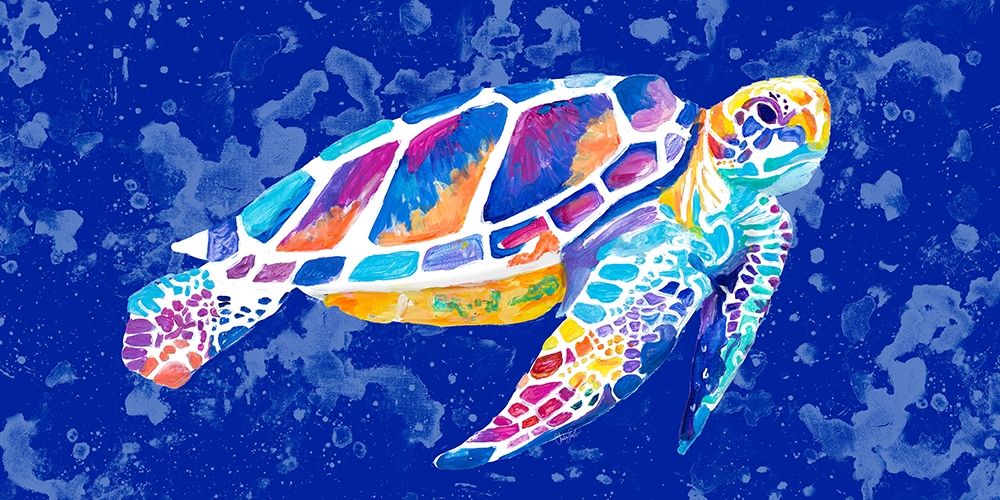 Art Print: Vibrant Blue Sea Turtle