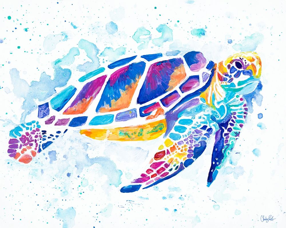 Wall Art Painting id:207023, Name: Vibrant Sea Turtle, Artist: Goodrich, Chelsea