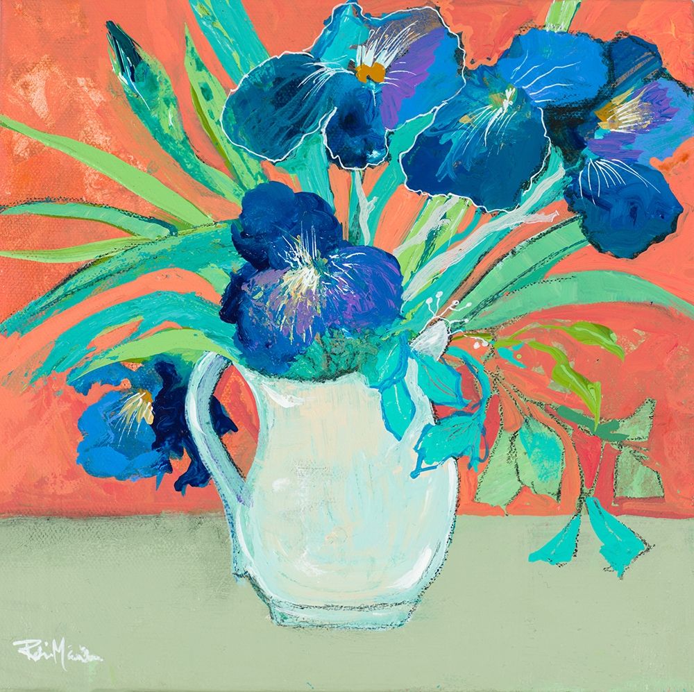 Wall Art Painting id:338139, Name: Blue Springtime Vase, Artist: Maria, Robin