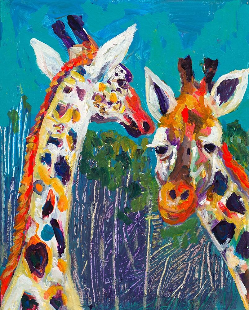 Wall Art Painting id:310230, Name: Colorful Giraffes, Artist: Beauchamp, Andy