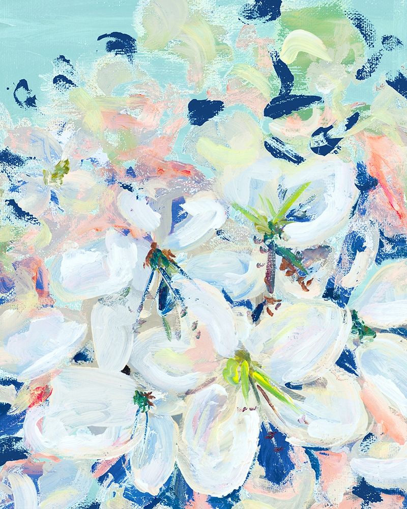 Art Print: White Orchids on Blue