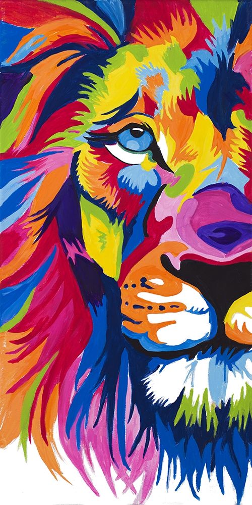 Art Print: Colorful Lion Portrait