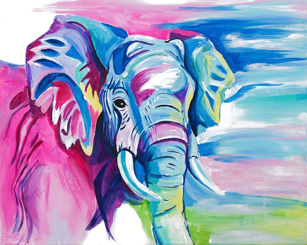 Wall Art Painting id:400417, Name: Fun Colorful Elephant, Artist: Goodrich, Chelsea