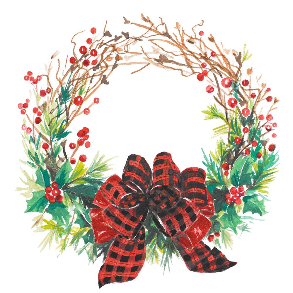 Wall Art Painting id:382167, Name: Christmas Holly Wreath, Artist: Pinto, Patricia