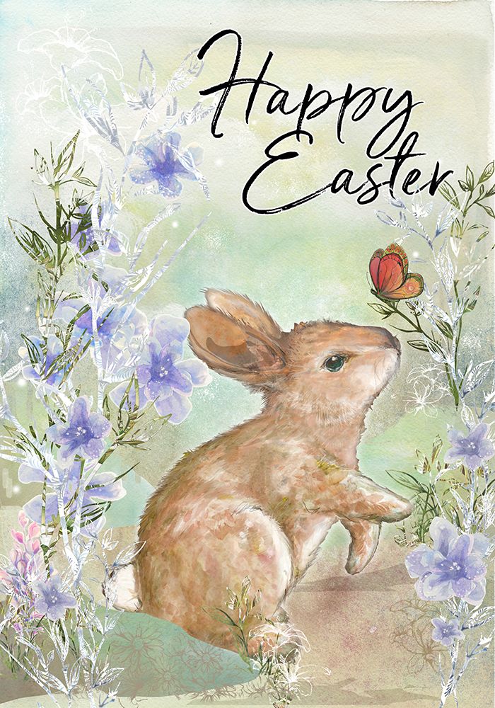 Art Print: Sweet Bunny and Butterfly