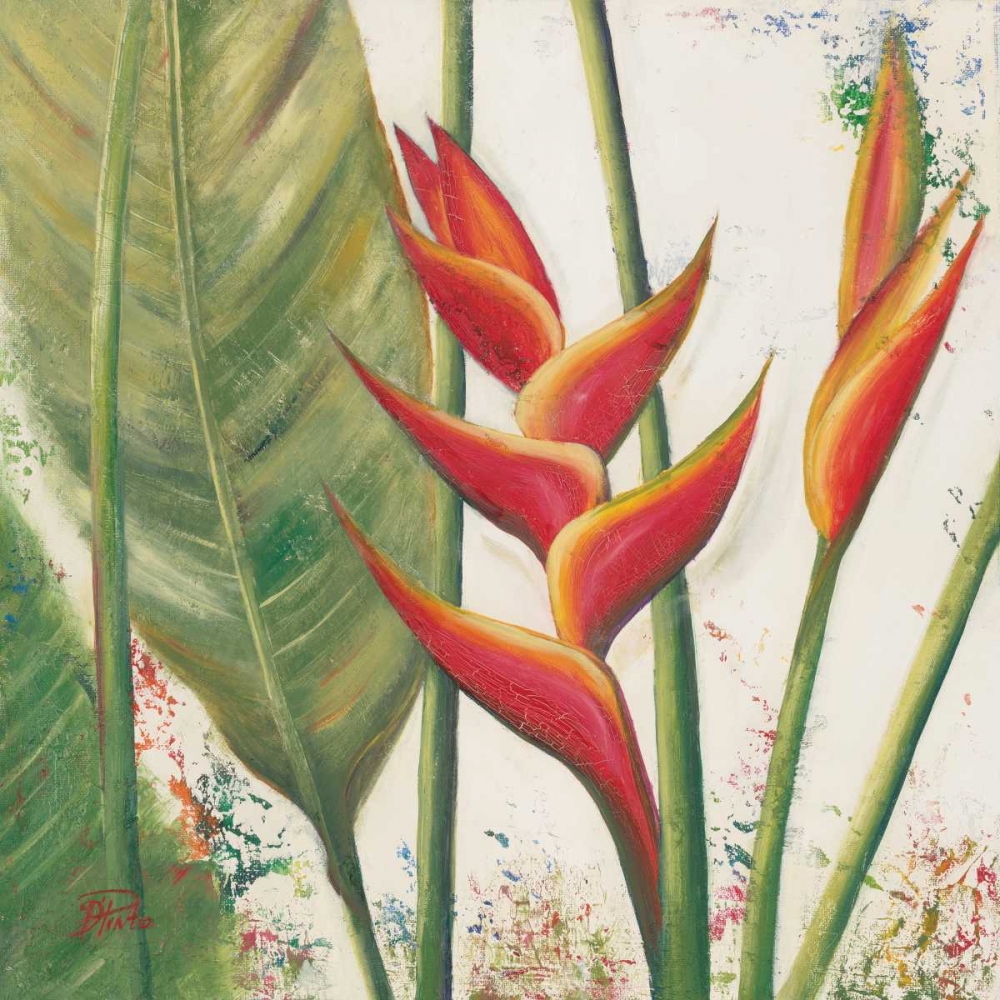 Wall Art Painting id:15124, Name: Heliconias With Leaves II, Artist: Pinto, Patricia