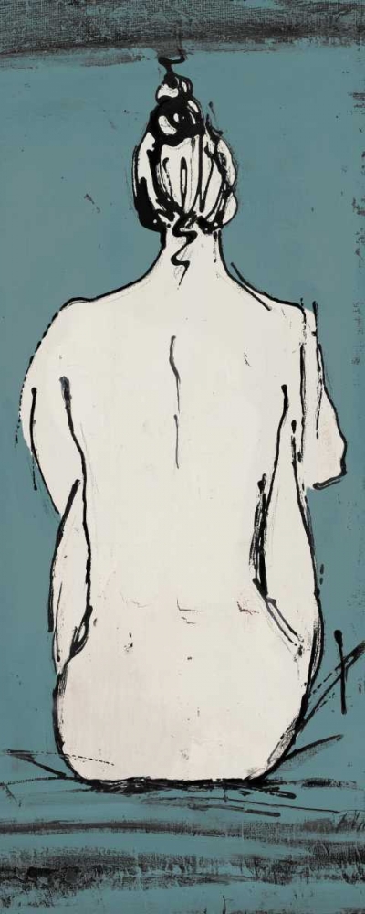 Art Print: Nude Sketch on Blue II