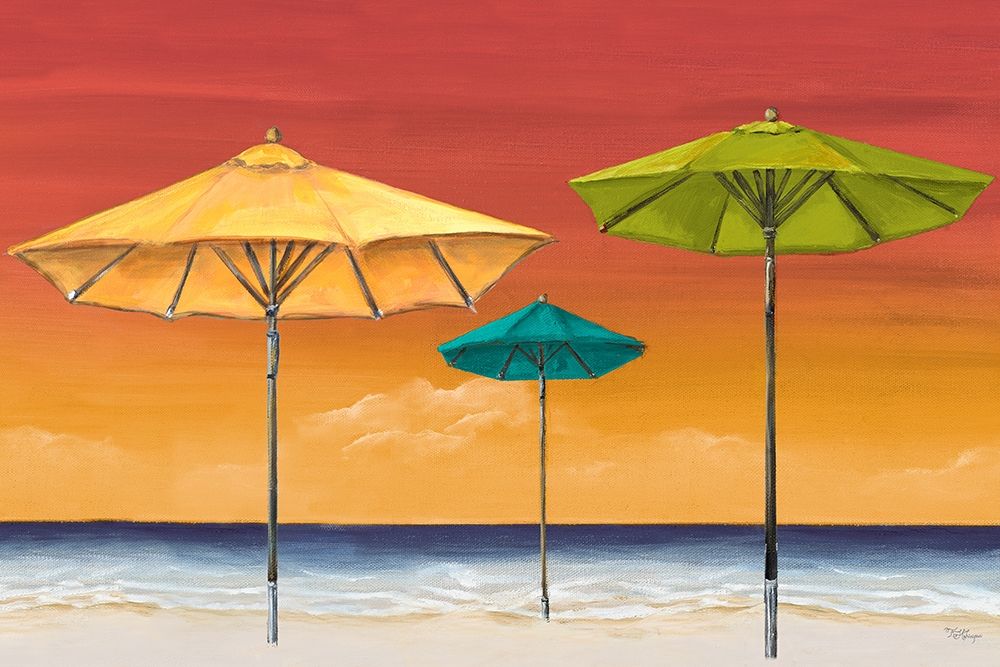 Wall Art Painting id:207088, Name: Tropical Umbrellas I, Artist: Hakimipour, Tiffany