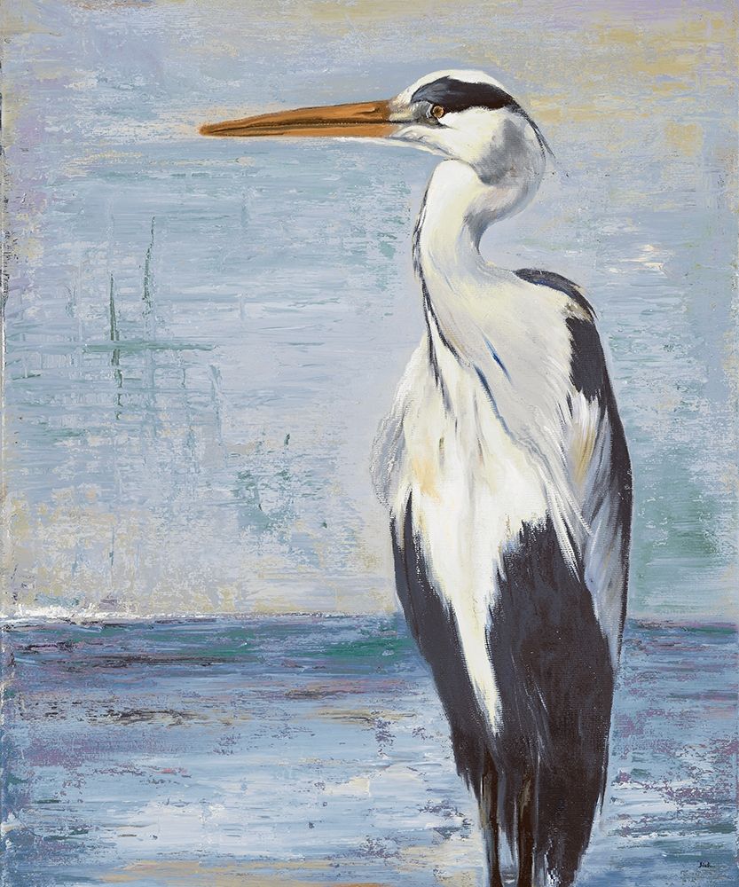 Art Print: Blue Heron on Blue II