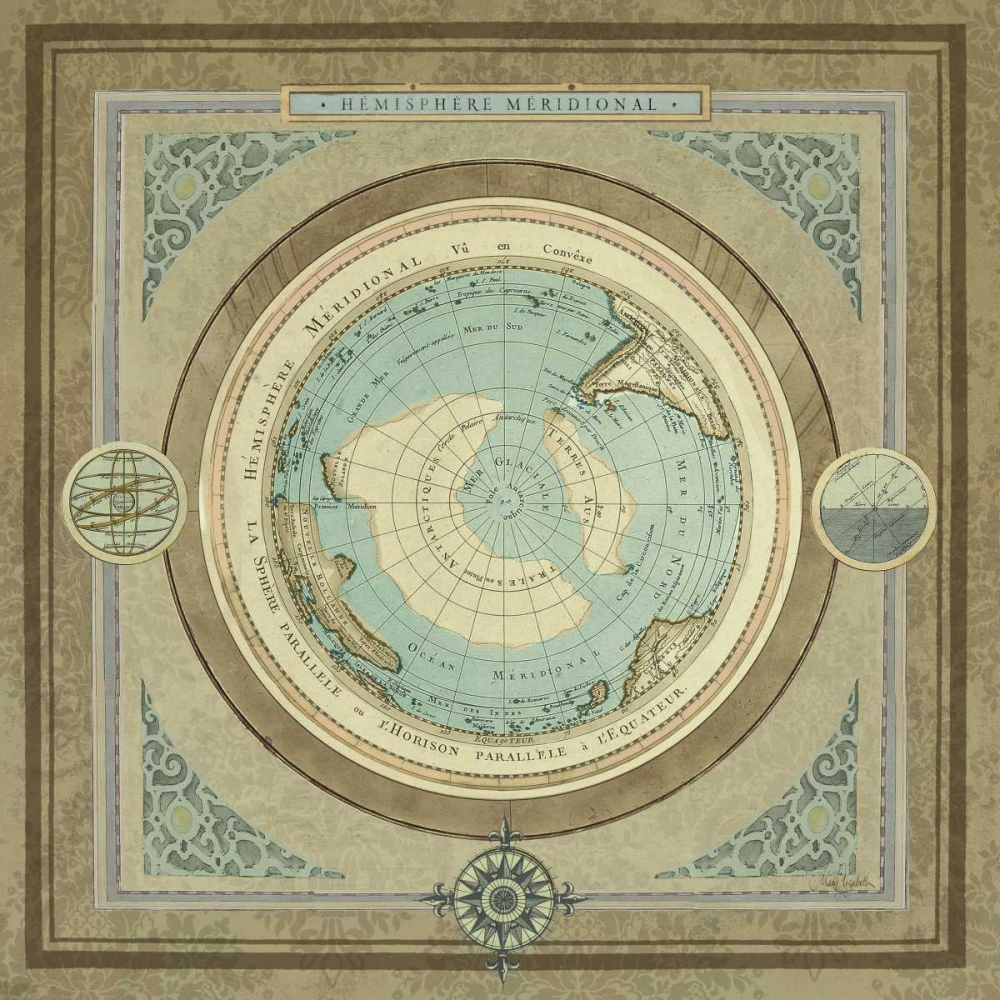 Wall art: North and South Map II, by Medley, Elizabeth