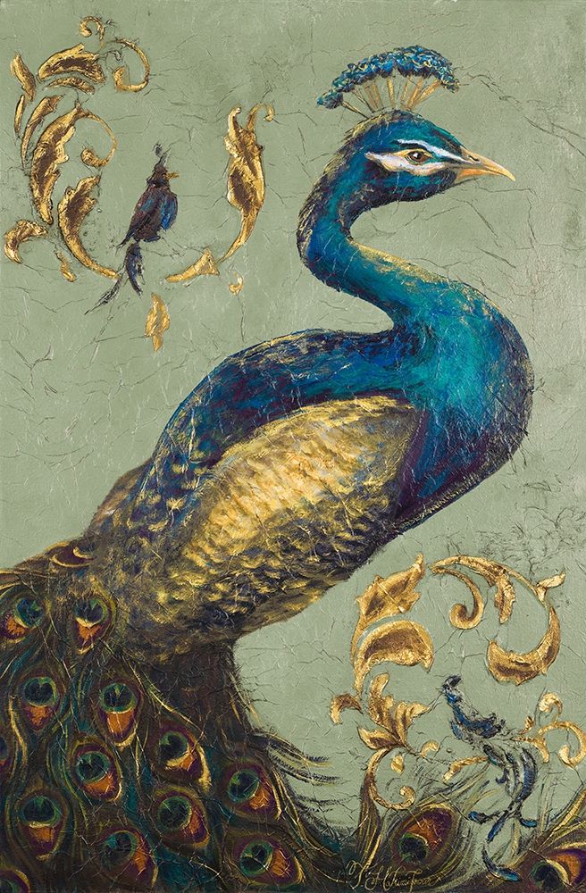 Wall Art Painting id:310509, Name: Peacock on Sage I, Artist: Hakimipour, Tiffany