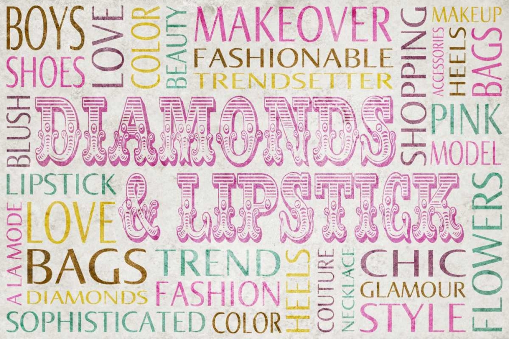 Wall Art Painting id:124088, Name: Diamonds and Lipstick, Artist: SD Graphics Studio