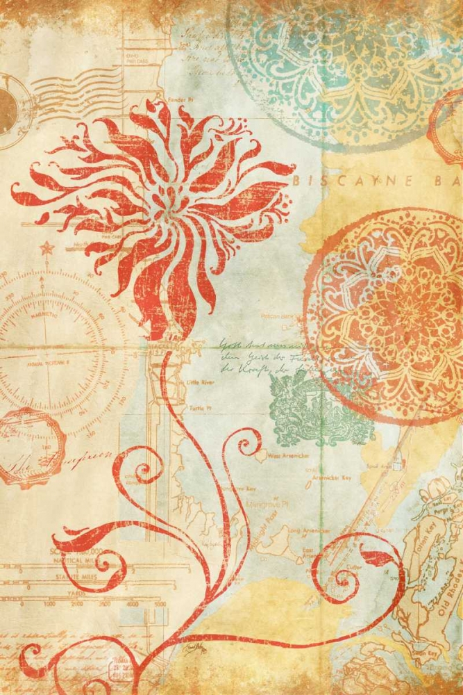 Wall Art Painting id:24296, Name: Map Wallflower I, Artist: Medley, Elizabeth