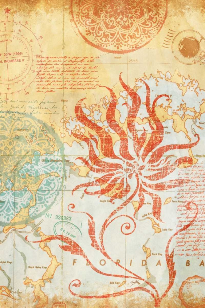 Wall Art Painting id:24297, Name: Map Wallflower II, Artist: Medley, Elizabeth