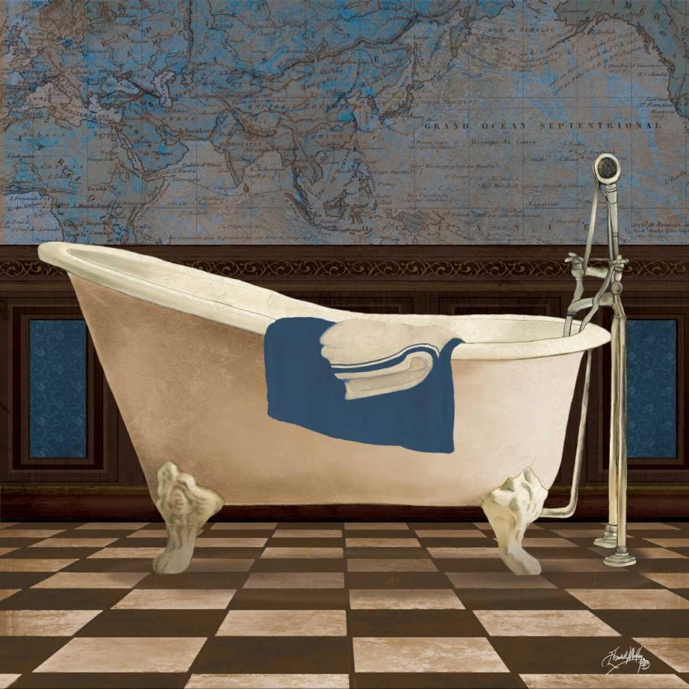 Wall Art Painting id:32444, Name: Blue Historic Bath II, Artist: Medley, Elizabeth