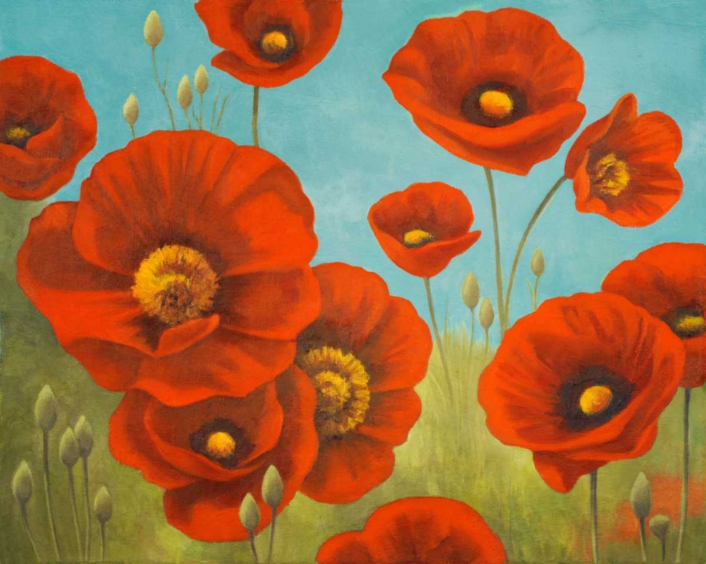 Wall Art Painting id:24104, Name: Field of Poppies I, Artist: Rhyan, Vivien