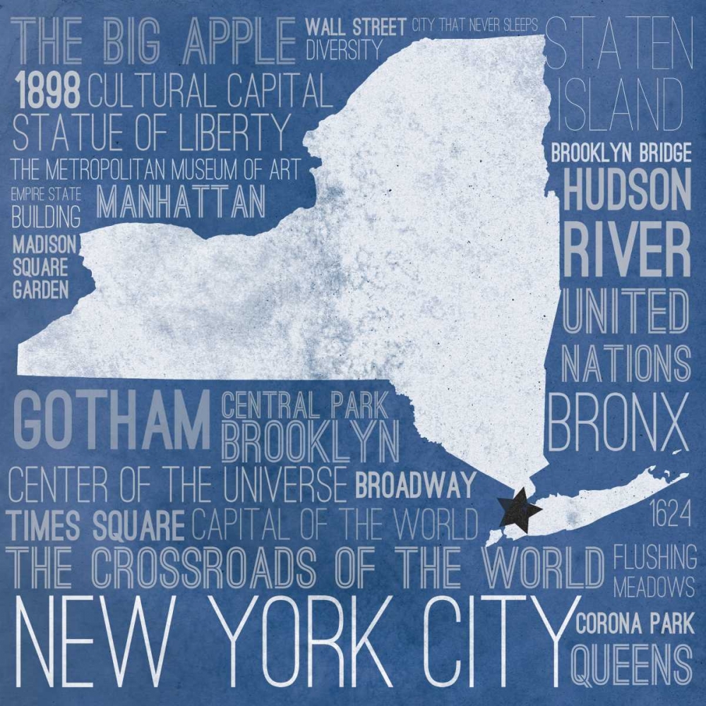 Wall Art Painting id:47414, Name: New York Map Border, Artist: SD Graphics Studio
