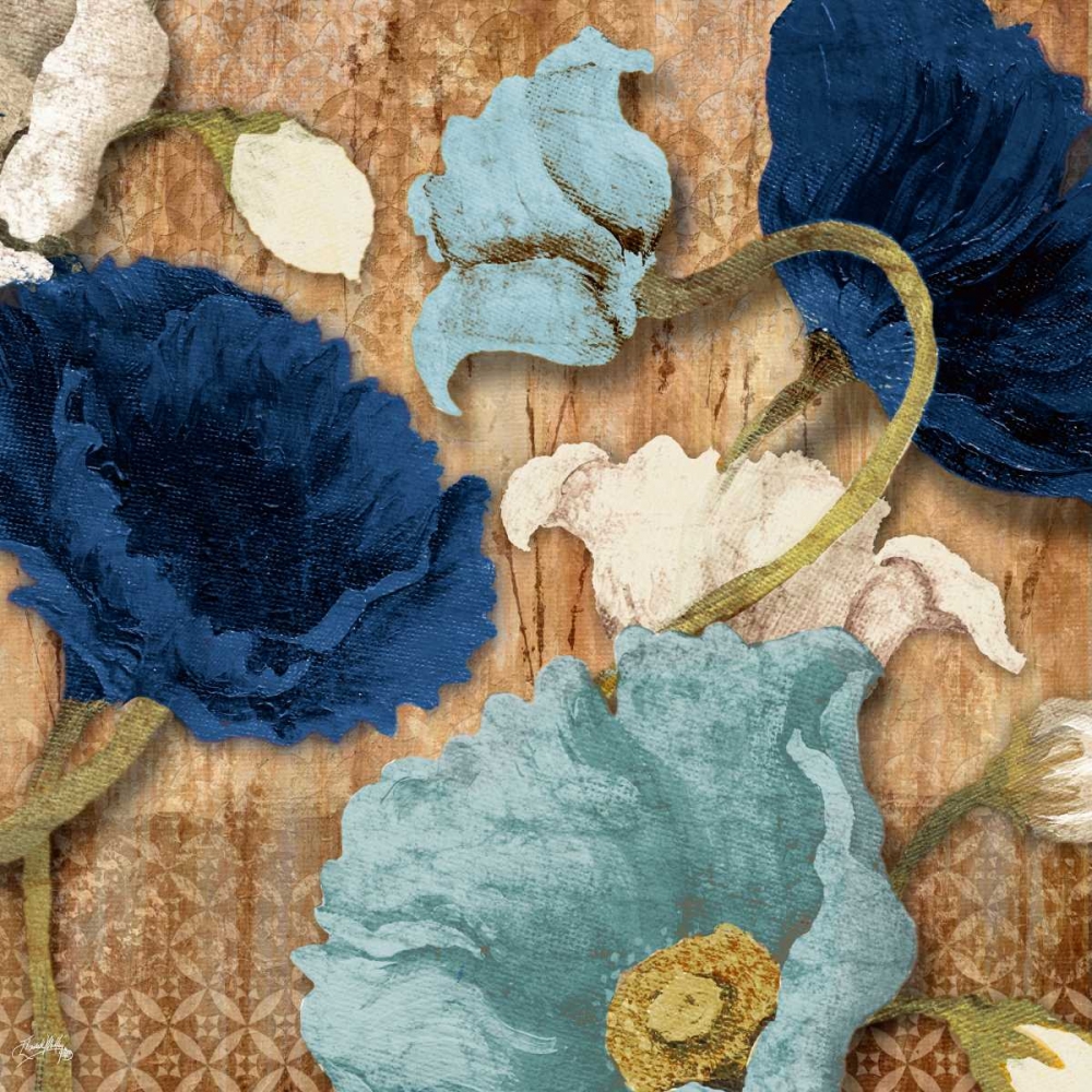 Wall Art Painting id:24348, Name: Blue Joyful Poppies I, Artist: Medley, Elizabeth
