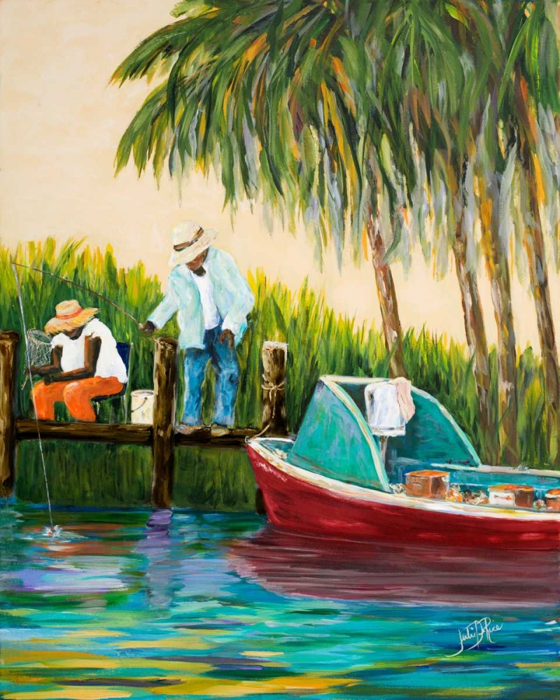 Wall Art Painting id:124167, Name: Dock Fishing, Artist: DeRice, Julie