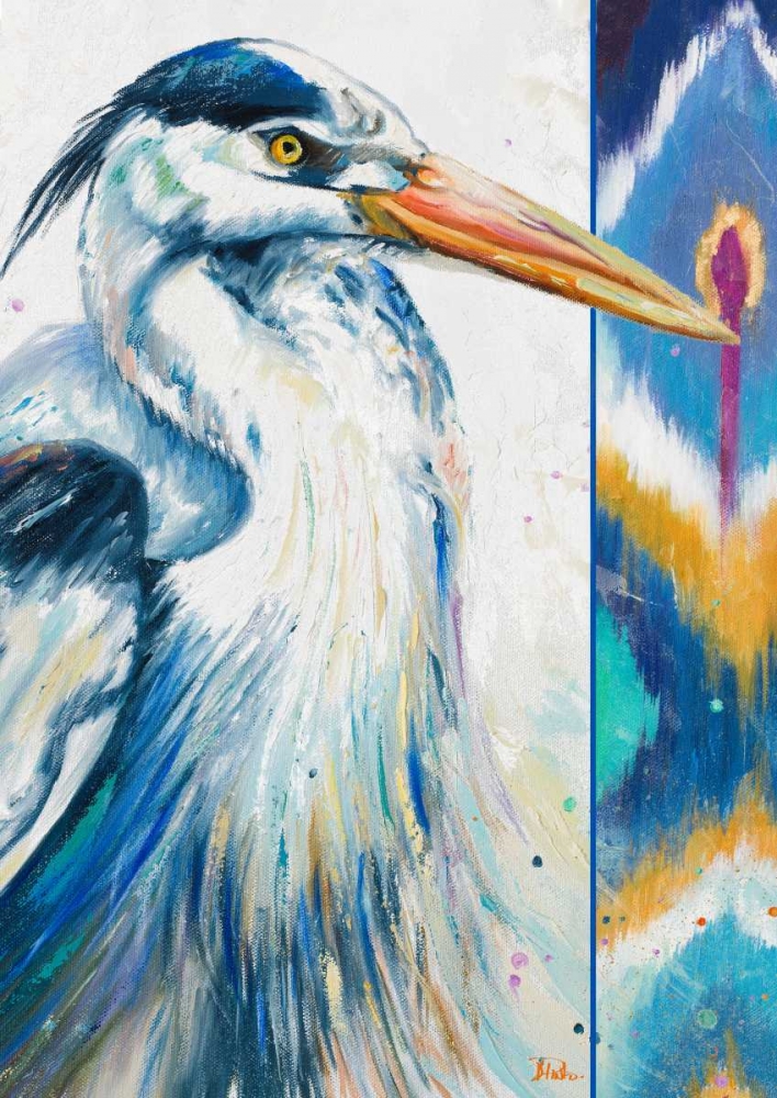 Art Print: Blue Heron Ikat I