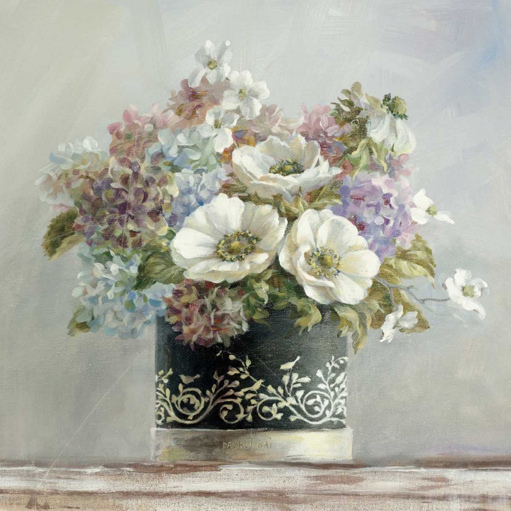 Wall Art Painting id:33459, Name: Anemones in Black and White Hatbox, Artist: Nai, Danhui
