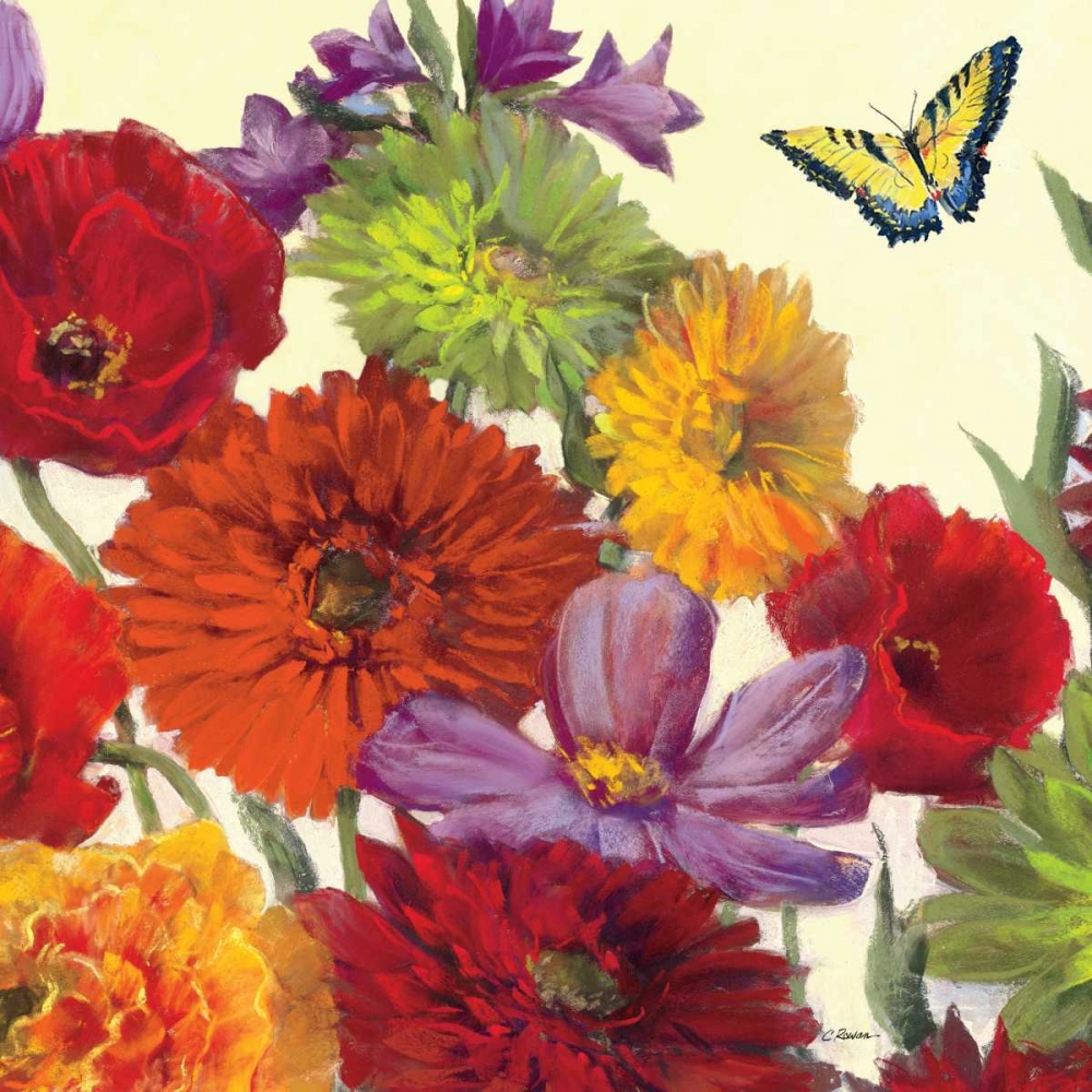 Wall Art Painting id:33470, Name: Butterfly Flower Scatter Crop II, Artist: Rowan, Carol
