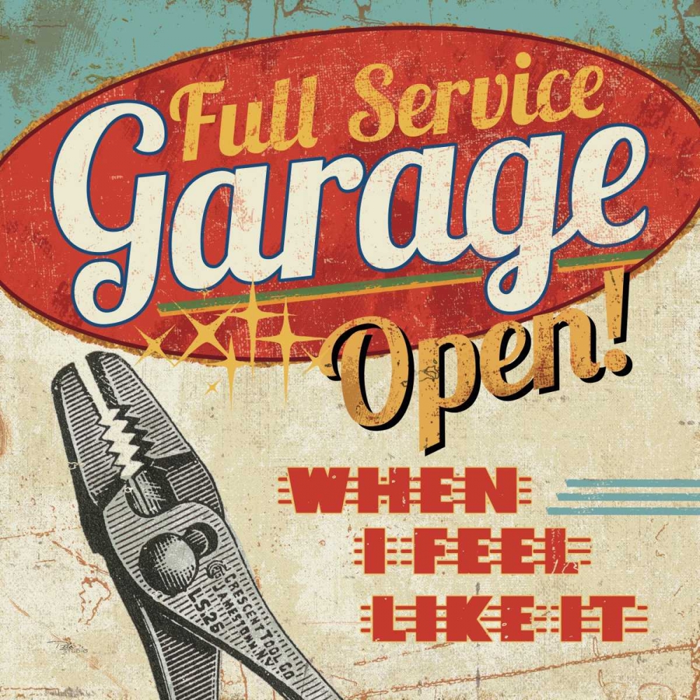 Wall art: Mancave I - Full Service Garage, by Pela Studio