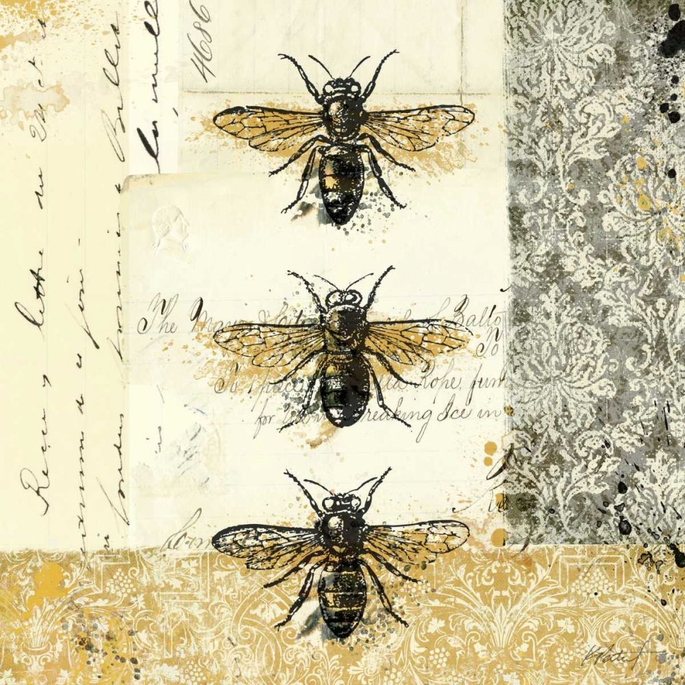Wall Art Painting id:17672, Name: Golden Bees n Butterflies No 1, Artist: Pertiet, Katie