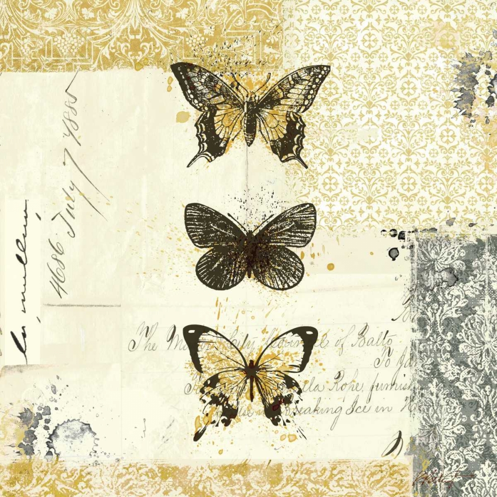 Wall Art Painting id:17564, Name: Golden Bees n Butterflies No 2, Artist: Pertiet, Katie