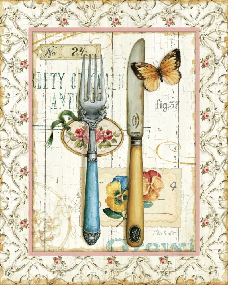 Wall Art Painting id:17080, Name: Rose Garden Utensils I, Artist: Audit, Lisa