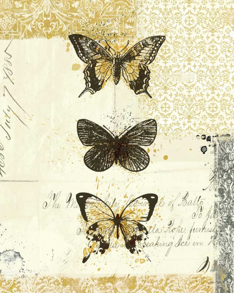 Wall Art Painting id:33761, Name: Golden Bees n Butterflies No 2, Artist: Pertiet, Katie