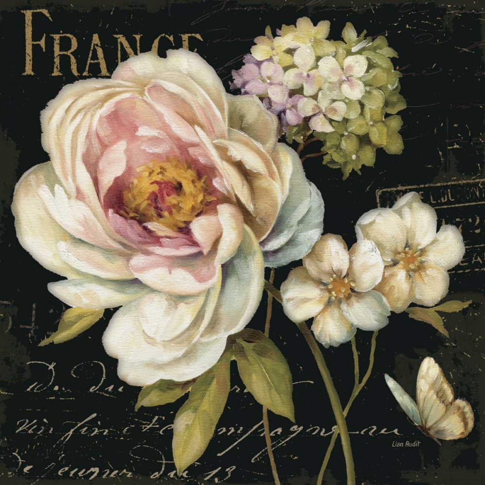 Art Print: Marche de Fleurs on Black I