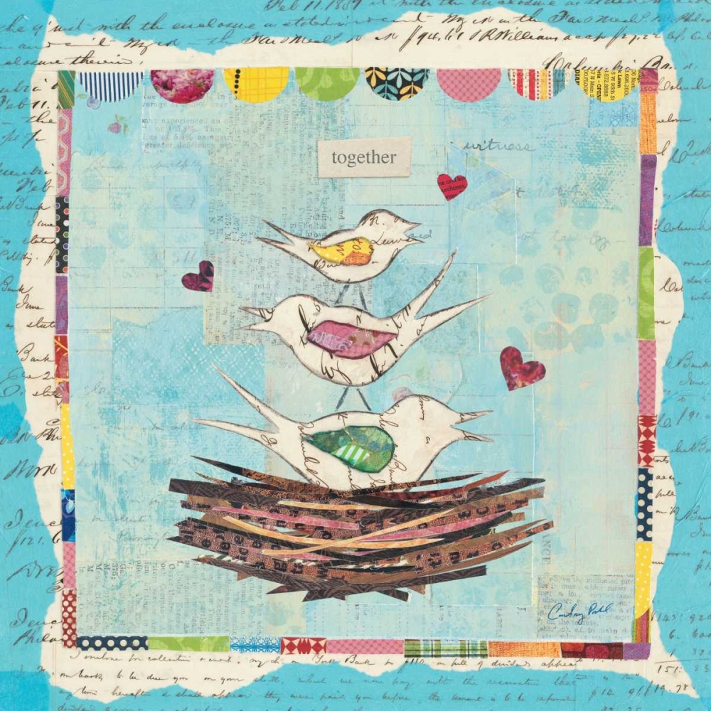 Wall Art Painting id:17778, Name: Family of Love Birds Square, Artist: Prahl, Courtney