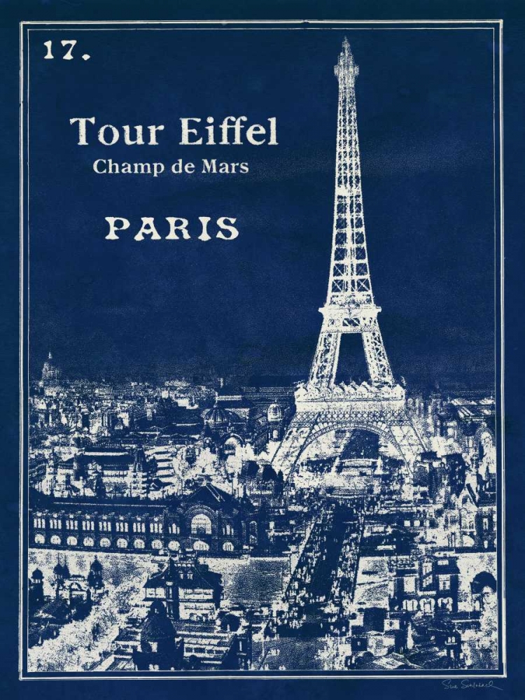 Wall Art Painting id:28127, Name: Blueprint Eiffel Tower, Artist: Schlabach, Sue