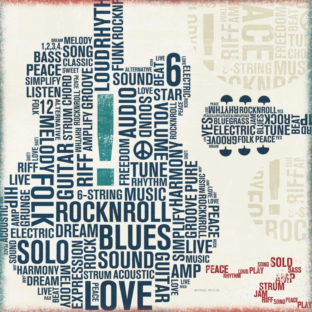 Wall art: Type Guitar Square II, by Mullan, Michael