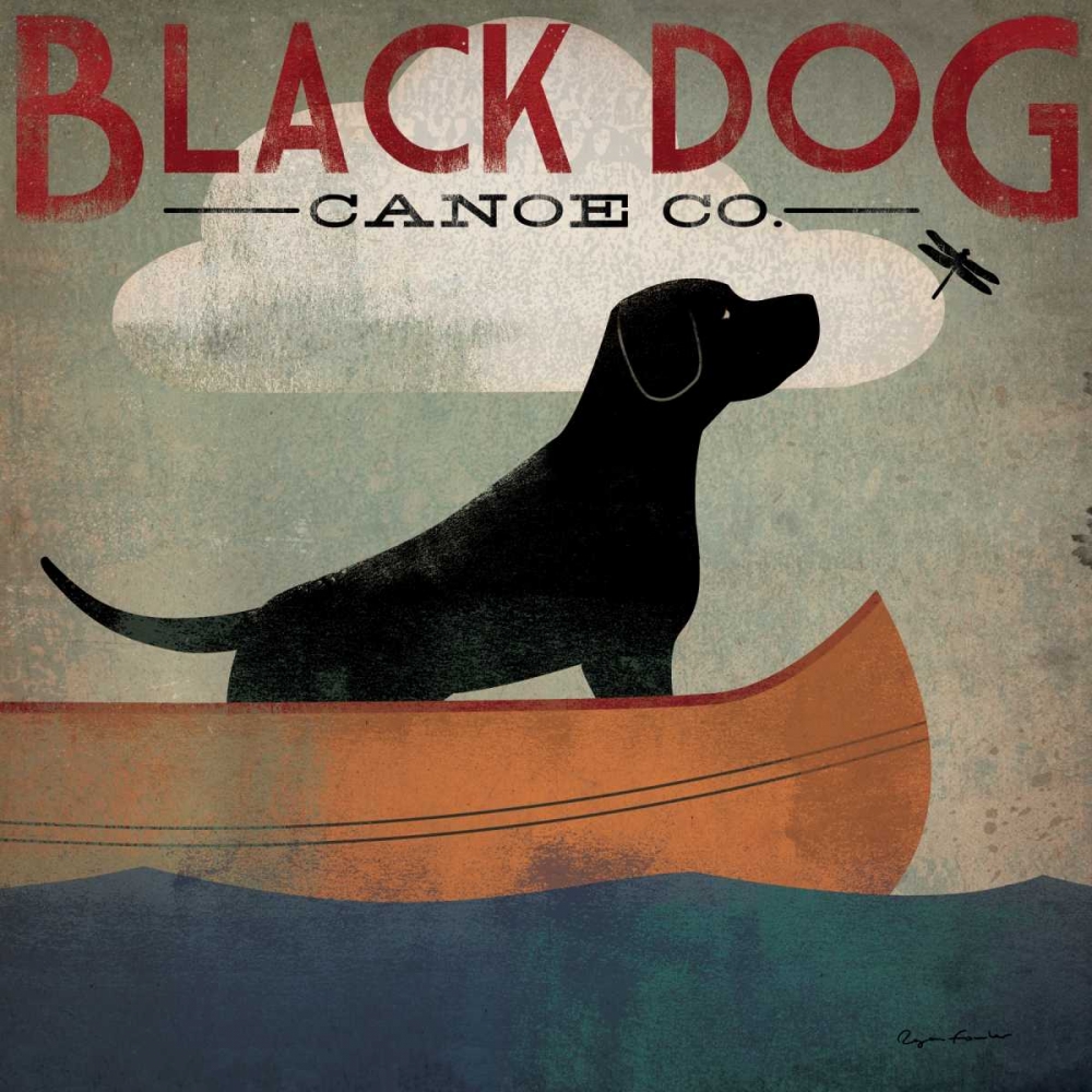 Wall Art Painting id:28149, Name: Black Dog Canoe, Artist: Fowler, Ryan