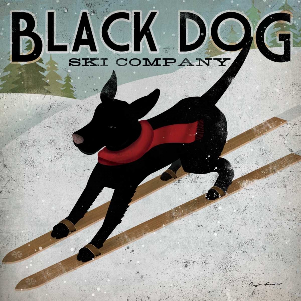 Wall Art Painting id:28150, Name: Black Dog Ski, Artist: Fowler, Ryan