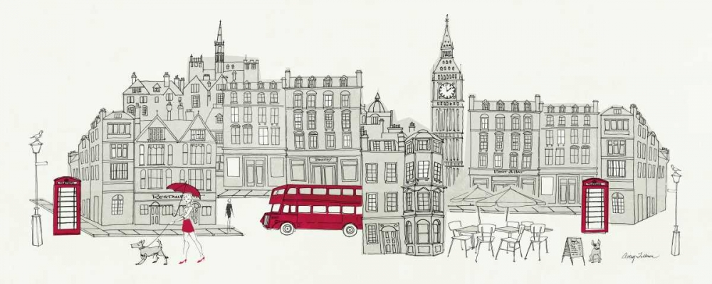 Wall Art Painting id:28229, Name: World Cafe Panel  I - London Red, Artist: Tillmon, Avery