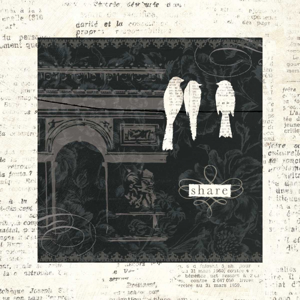 Wall Art Painting id:28348, Name: Love Paris II with Border, Artist: Adams, Emily