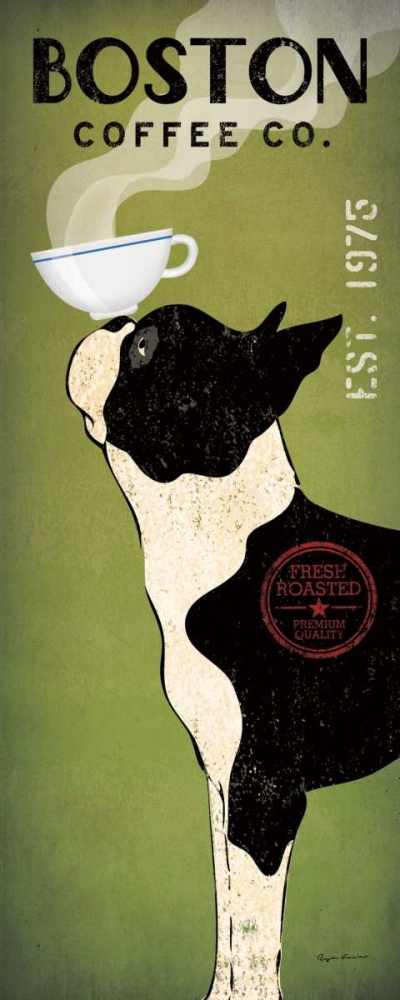 Wall Art Painting id:20932, Name: Boston Terrier Coffee Co, Artist: Fowler, Ryan