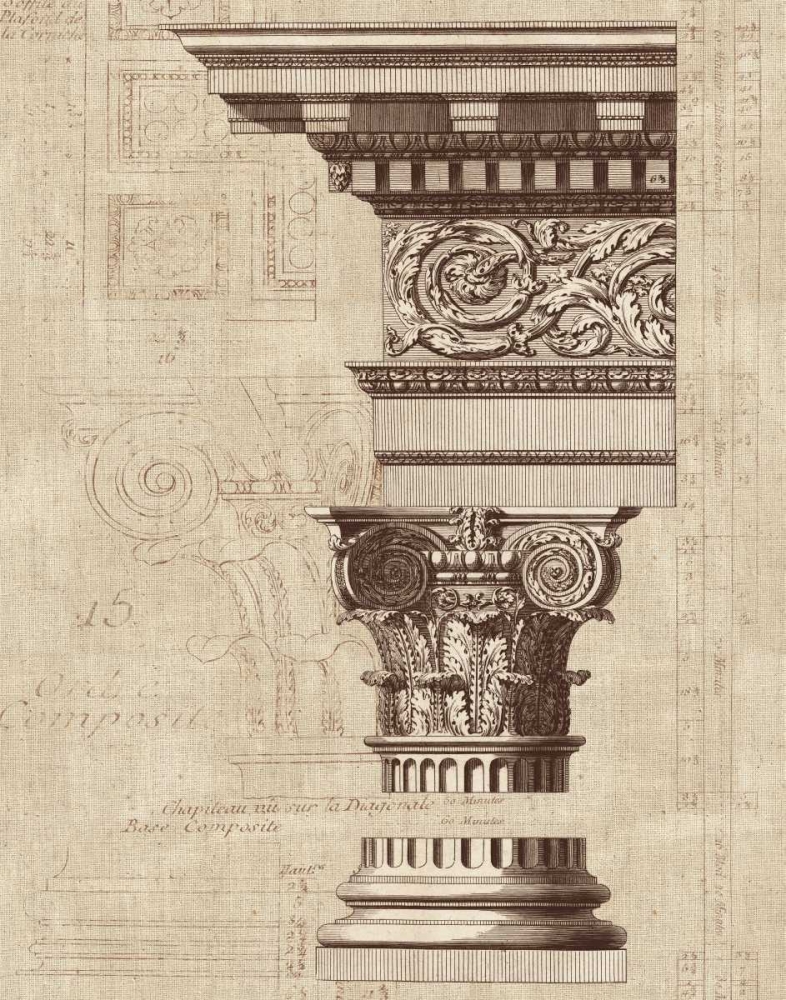 Wall art: Architectural Rendering I Burlap Sepia Crop, by Wild Apple Portfolio