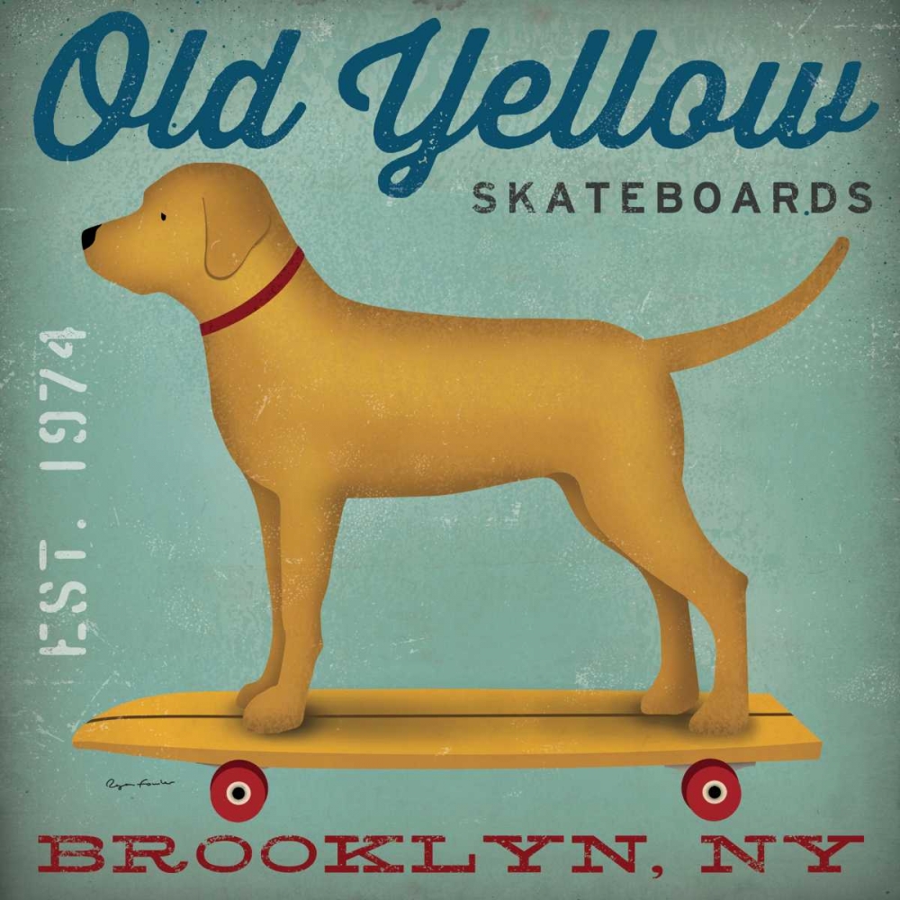 Wall Art Painting id:28447, Name: Golden Dog on Skateboard, Artist: Fowler, Ryan