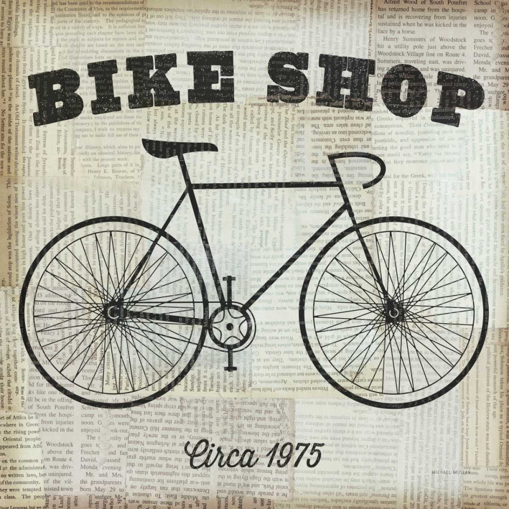 Wall Art Painting id:27942, Name: Bike Shop, Artist: Mullan, Michael