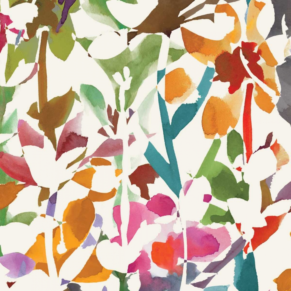 Art Print: Pink Garden Square II White